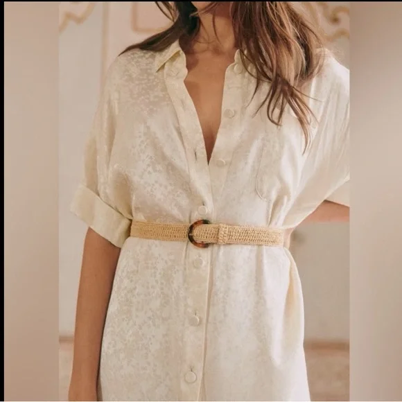 Sezane Tortoise Buckle Raffia Belt. Beige. 80CM. Lenny - Picture 2 of 8